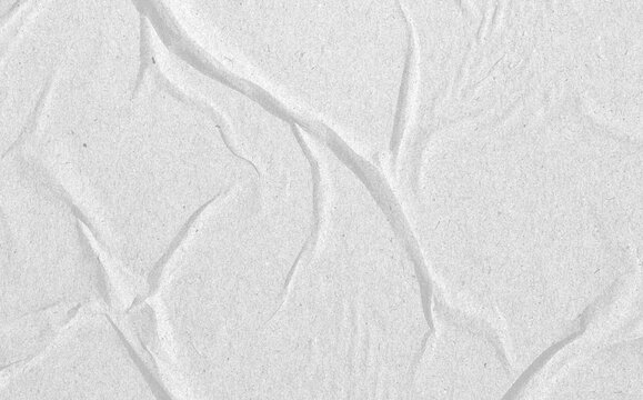 Blank White Crumpled And Creased Paper Poster Texture. White glued paper texture poster template mockups. Wrinkled paper texture. Png image