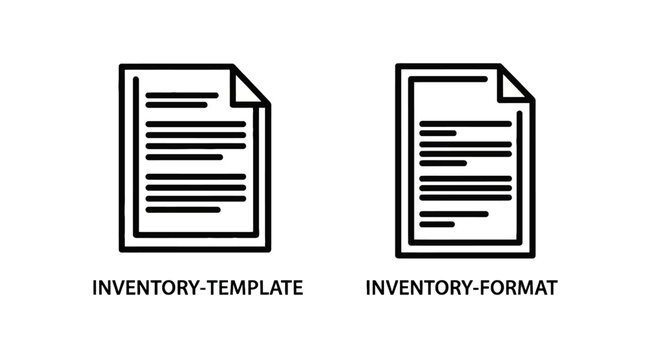 Inventory template and format text documents with business report data layout text document paper sheet file page written record stock list