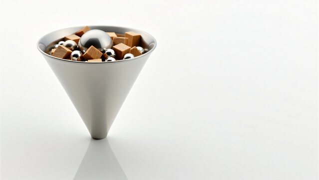 Selection Process Funnel with Centered Object and Text Space
