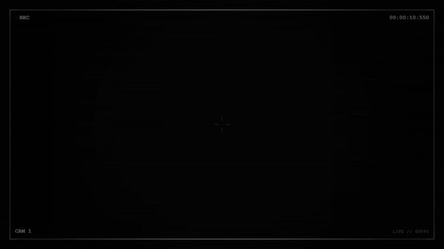 CCTV security camera recording overlay with REC indicator timecode and crosshair frame loop 4k