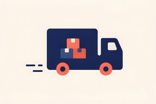 Delivery Truck Icon with Boxes