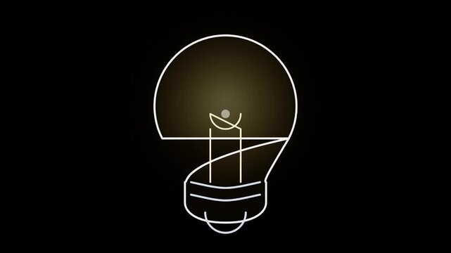 Minimalist glowing light bulb icon animation for innovation and creative business ideas concept