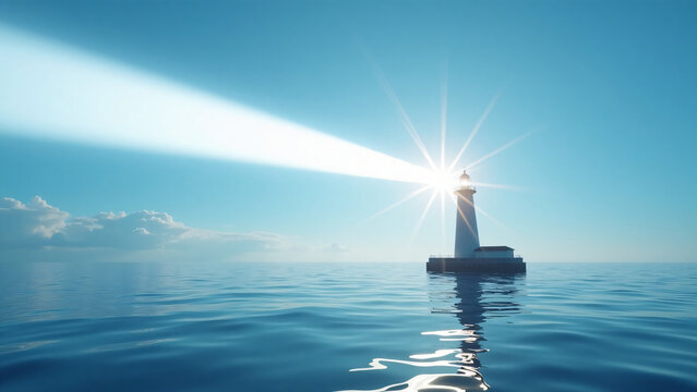 Lighthouse Beam Over Ocean Financial Growth