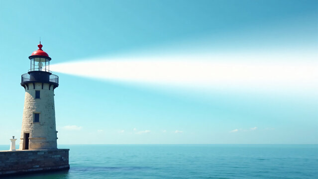 Lighthouse Beam Through Clouds