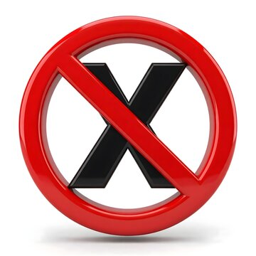 No Letter X Prohibition Symbol With Red Circle And Diagonal Slash