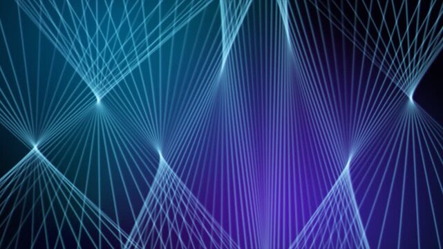 Intersecting geometric light beams creating a digital abstract blue pattern