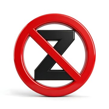 No Letter Z Prohibition Symbol With Red Circle And Diagonal Slash