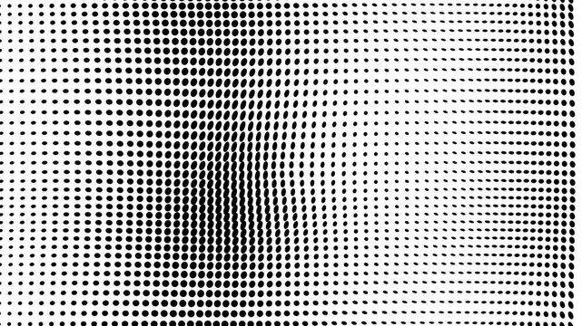 Abstract monochrome pattern featuring a distorted grid of black dots on white