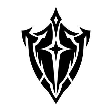 Fantasy Shield Protection Armor Vector Silhouette RPG Game Asset.