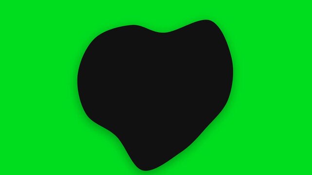 A single dark irregular organic blob shape centered on a vibrant green screen