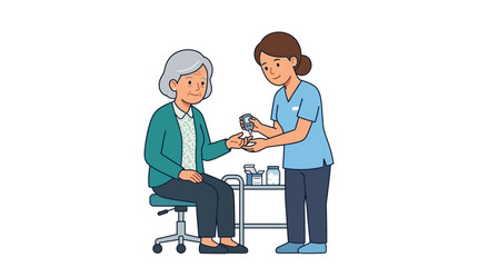 Fototapeta premium Nurse checking blood glucose level of an elderly patient