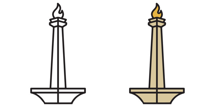 Jakarta National Monument Monas Icon Design