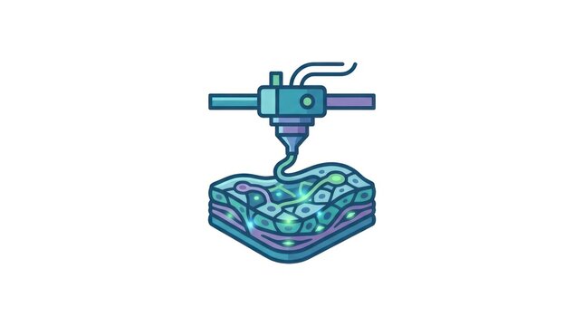 3D printer nozzle creating organic cellular structure.