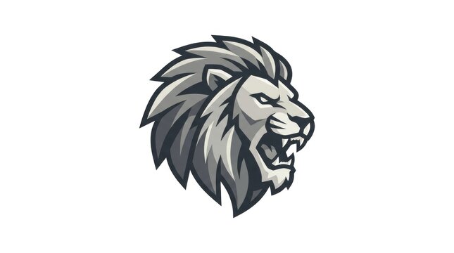 Aggressive roaring lion head mascot design.