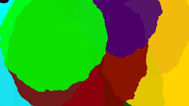 Abstract composition of vibrant overlapping colored irregular organic shapes