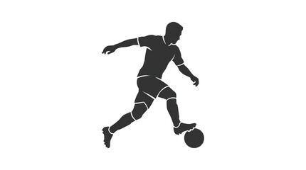 Fototapeta premium Black silhouette of soccer player dribbling ball.