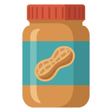 Peanut butter jar product flat vector illustration isolated on white background