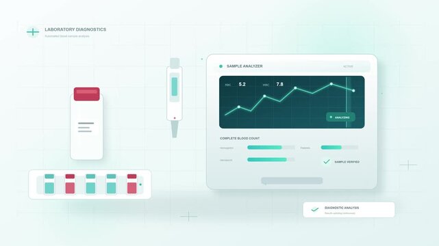 Medical laboratory diagnostics dashboard with test results and analytics software UI