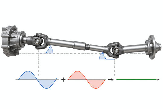 Equal angle universal joints cancel driveline speed fluctuation