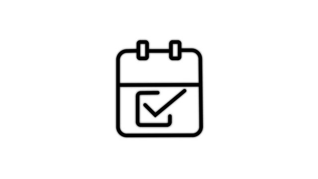 Minimalist animated calendar icon with checkmark symbol for task management and event scheduling overlay