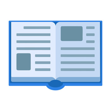 Graphic depiction of an open book featuring stylized text and images for learning and documentation.