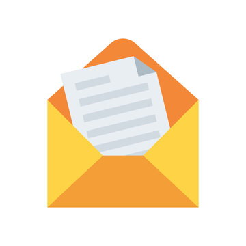 Minimalist open mail envelope with a document inside, ideal for digital communication and important message.