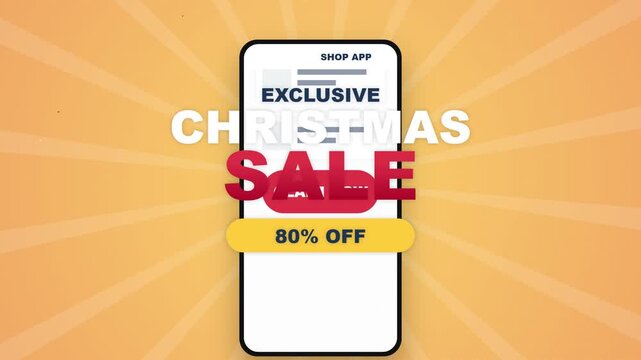 Smartphone app animation showing exclusive christmas sale discount