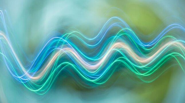 Abstract glowing wave lines create a vibrant flowing background
