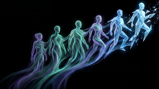 Abstract Human Evolution Progress Concept Representing Spiritual Transformation Growth And Digital Future Concept