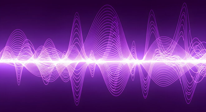 Vibrant Purple Abstract Sound Wave Visualization Graphic for Audio Engineering and Digital Signal Processing Technology Concepts