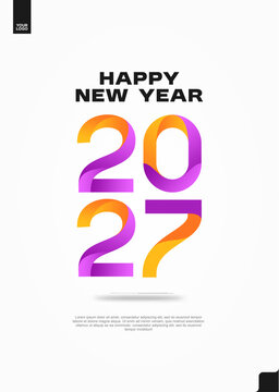 Happy New Year 2027 Colorful Festive Poster on White Background Vector