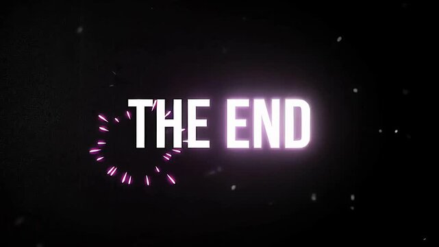Digital animation of 'The End' with dynamic lighting effects