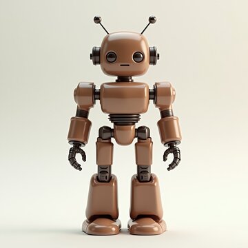 3D cute robot toy figure render with glossy material