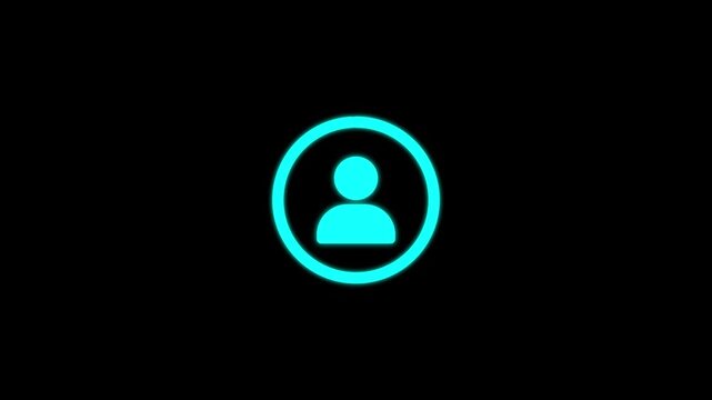 Contact with user icon animation on black background. User icon technology interface graphic on black background for account login. 