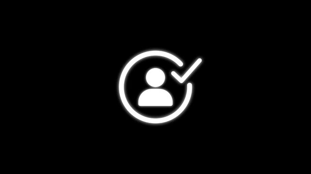 checked user profile account approved icon. Profile verify account icon. Person verify icon animation. verified user profile with a check mark icon animated.. 4k video