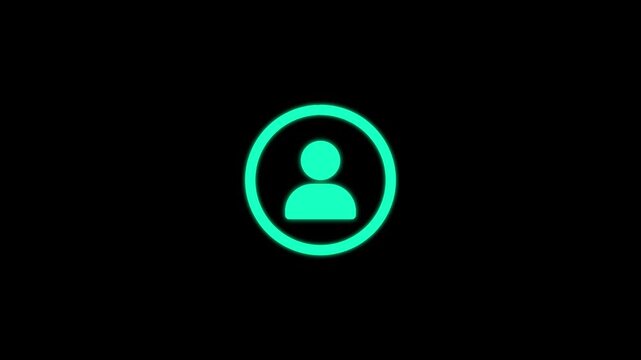 Contact with user icon animation on black background. people icon. people community sign. user sign, human symbol, member. people person symbol.
