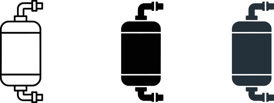 Water filter cartridge set, industrial plumbing component and residential filtration system icon