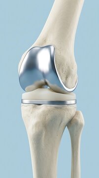 3d illustration of a total knee replacement implant on a human knee joint