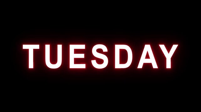Red glowing neon text displaying Thursday on dark background, day of the week header and event title concept