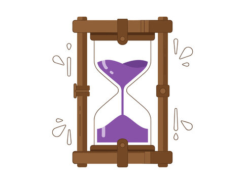 Vintage Hourglass with Purple Sand Flat Vector Illustration