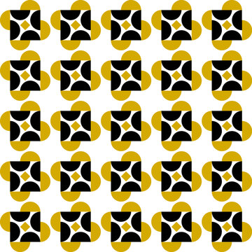 Golden Circular Square Abstract Geometric Art Deco Style Pattern Background