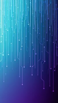 Digital vertical data streams descending in gradient background