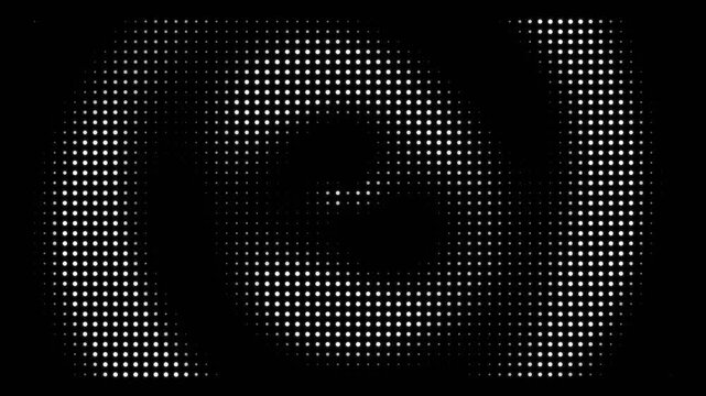 Abstract halftone pattern forming a circular shape on a dark background