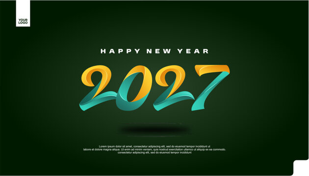 Happy New Year 2027 Colorful Celebration Banner on dark Background Vector