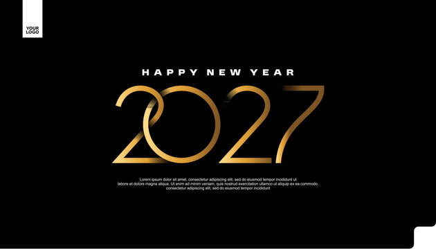 Happy New Year 2027 Golden Luxury Banner on Black Background Vector