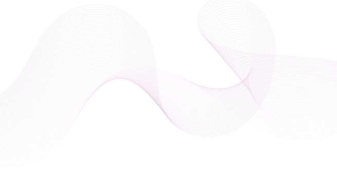 Modern Pink Wave Pattern on White. Dynamic Curved Gold Lines on White