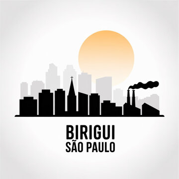 Birigui Sao Paulo Brazil Skyline Silhouette - A Brazilian Footwear Industry Town Vector Illustration