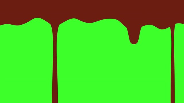 Choco slime blob with organic flat edges and fluid cutouts. Chocolate melted frame animation with fluid dripping for video editing