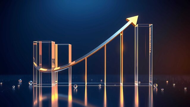 Elegant business growth visual with crystal financial structures