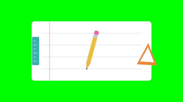 Geometry Practice Notebook Pencil On Green Background Video.